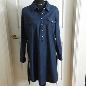 Denim long sleeved shirt dress.  Size L